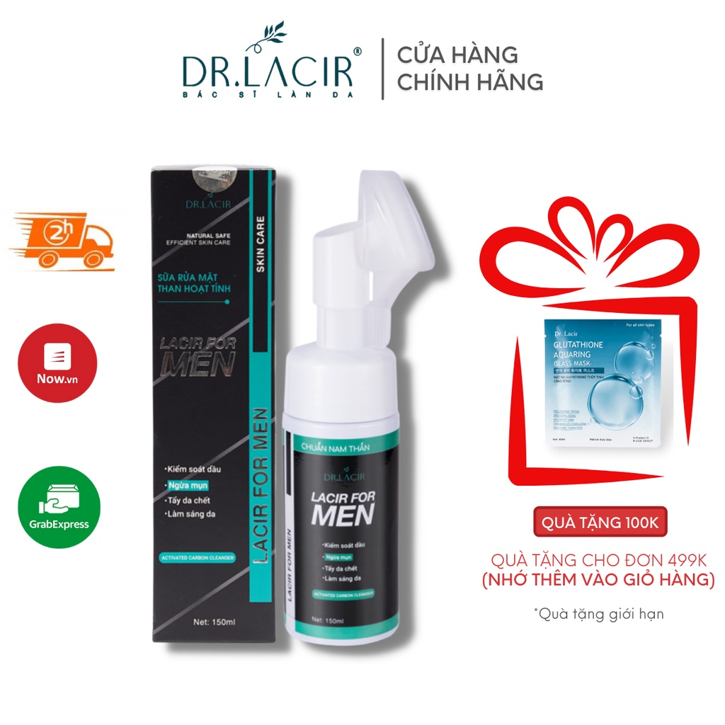 Sữa rửa mặt nam Dr. Lacir Lacir For Men than hoạt tính 150ml LM02