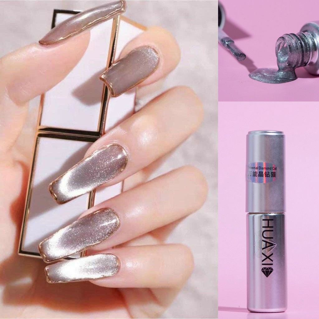 Mắt mèo kim cương bạc + cầu vồng Huaxi