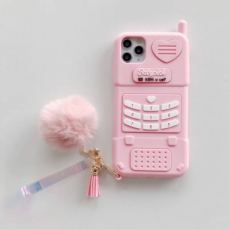 Ốp iPhone 13 pro max 6 6s 7 8 Plus x xr xs max 11 12 Pro Max điện thoại silicon dẻo hình điện thoại màu hồng búp bê