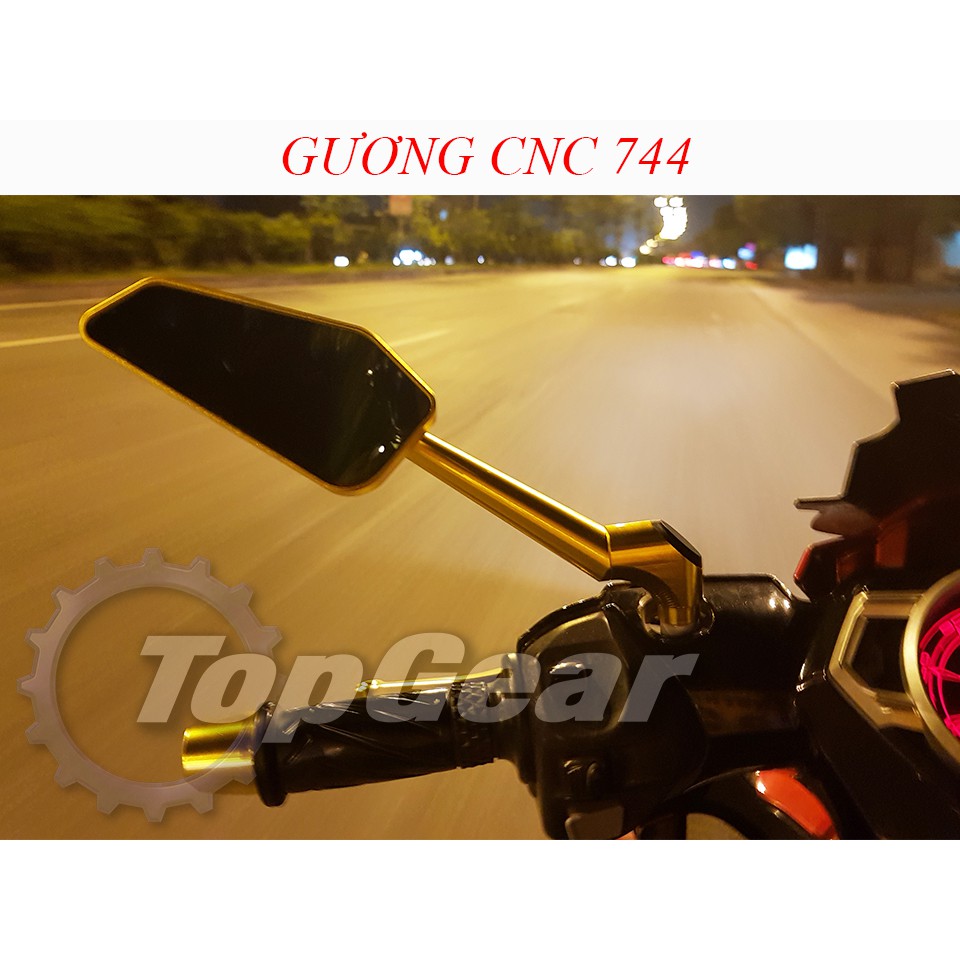 GƯƠNG CHIẾU HẬU 744 GƯƠNG XE MÁY CNC LÁ &lt;TOPGEAR&gt;