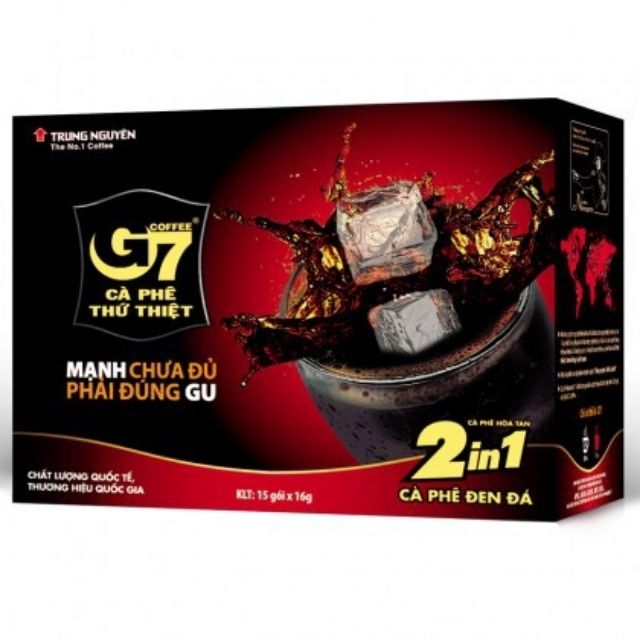 Cafe Trung Nguyên G7 cafe thứ thiệt đen đường 2in1 hộp 15goi×16g