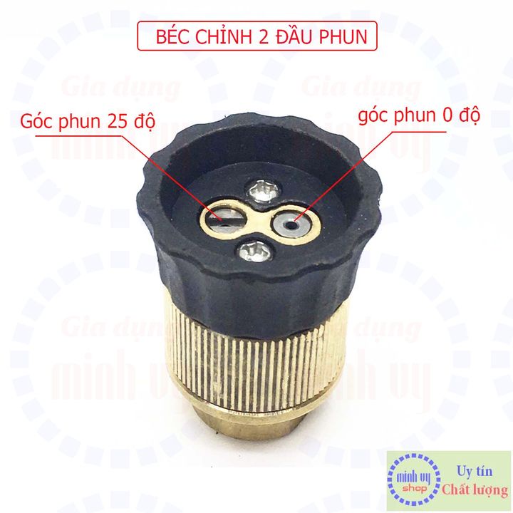 Béc xịt rửa xe 2 lỗ bằng đồng gắn s.úng xịt rửa áp lực cao ren trong 14x1.5