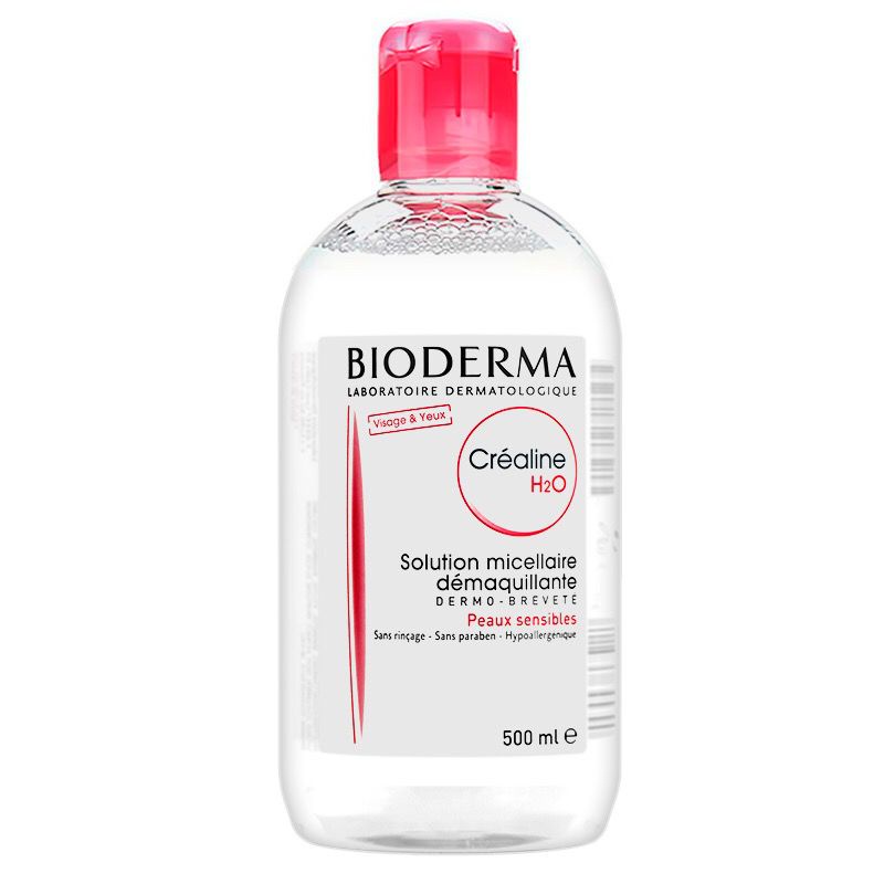 Nước tẩy trang Bioderma Créaline 100, 500ml, nước tẩy trang Pháp nắp hồng cho da thường, da nhạy cảm