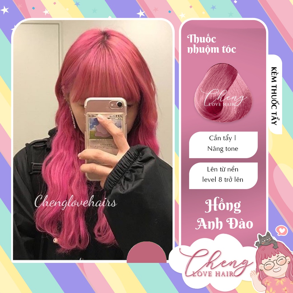 Thuốc Nhuộm Tóc Màu HỒNG ĐÀO - HỒNG ANH ĐÀO Kèm Tẩy | Chenglovehair, Chenglovehairs