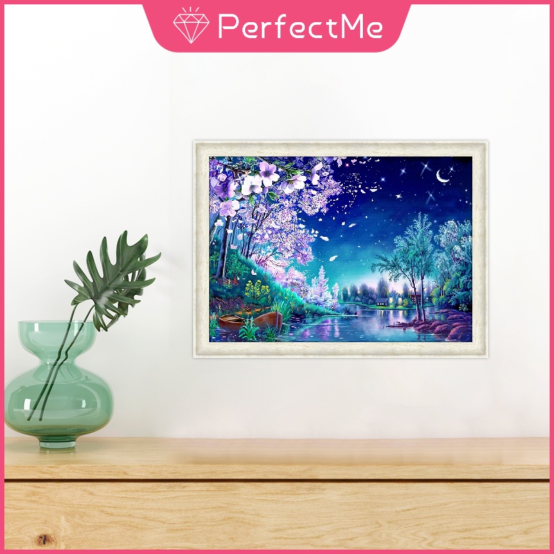 Bộ tranh đính đá 5D họa tiết phong cảnh huyền bí độc đáo kích thước 40x30cm DIY dùng trang trí