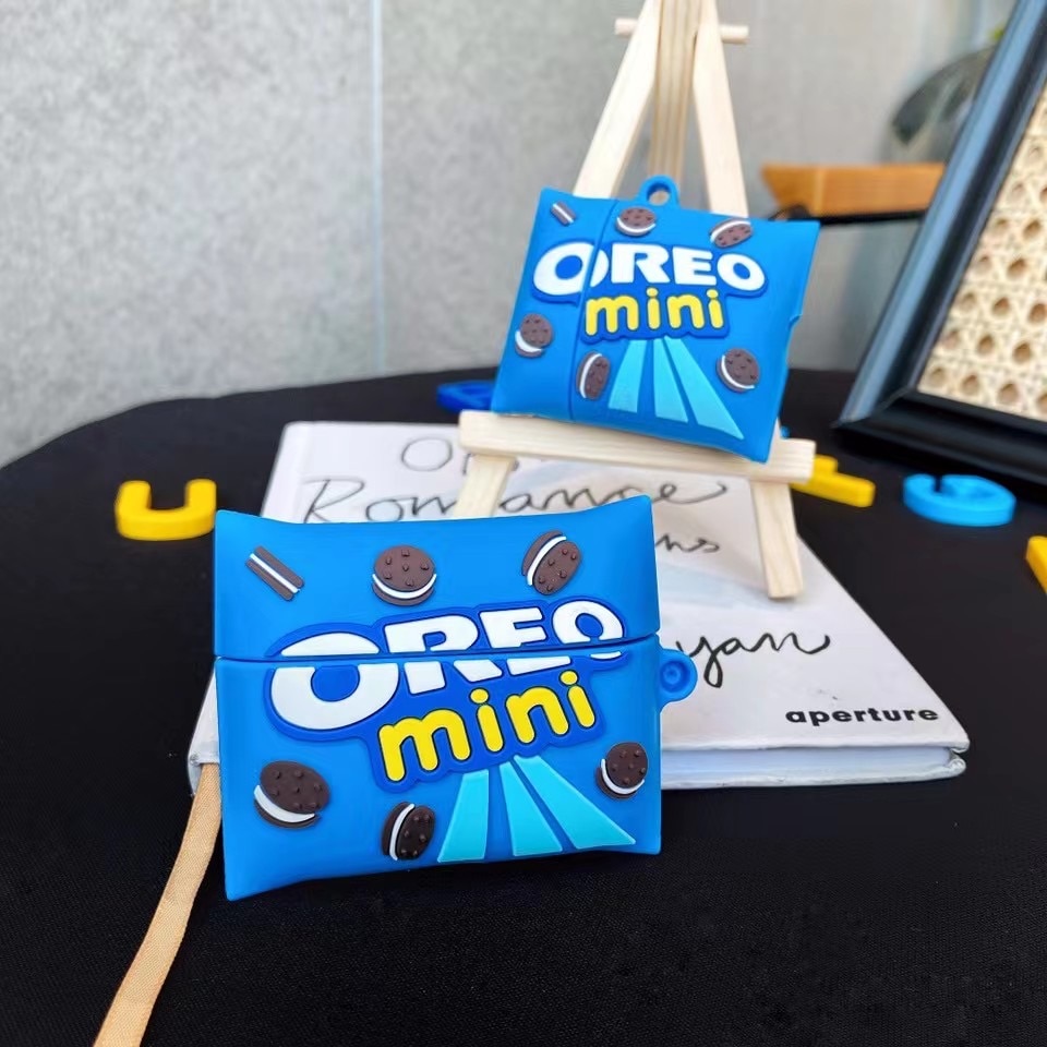 Vỏ bảo vệ hộp sạc tai nghe thích hợp cho Airpods 1 / 2 / 3 hình bánh quy 3D