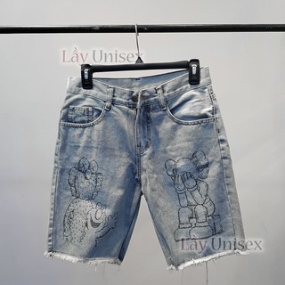 Quần short jeans thêu