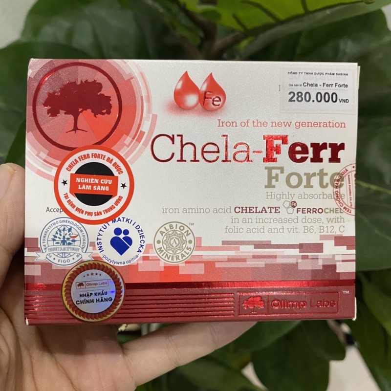 Sắt Chela-Ferr Forte - Hỗ trợ bổ sung và dễ hấp thụ sắt. Hỗ trợ cải thiện thiếu máu do thiếu sắt (Hộp 30 Viên) | Thế Giới Skin Care