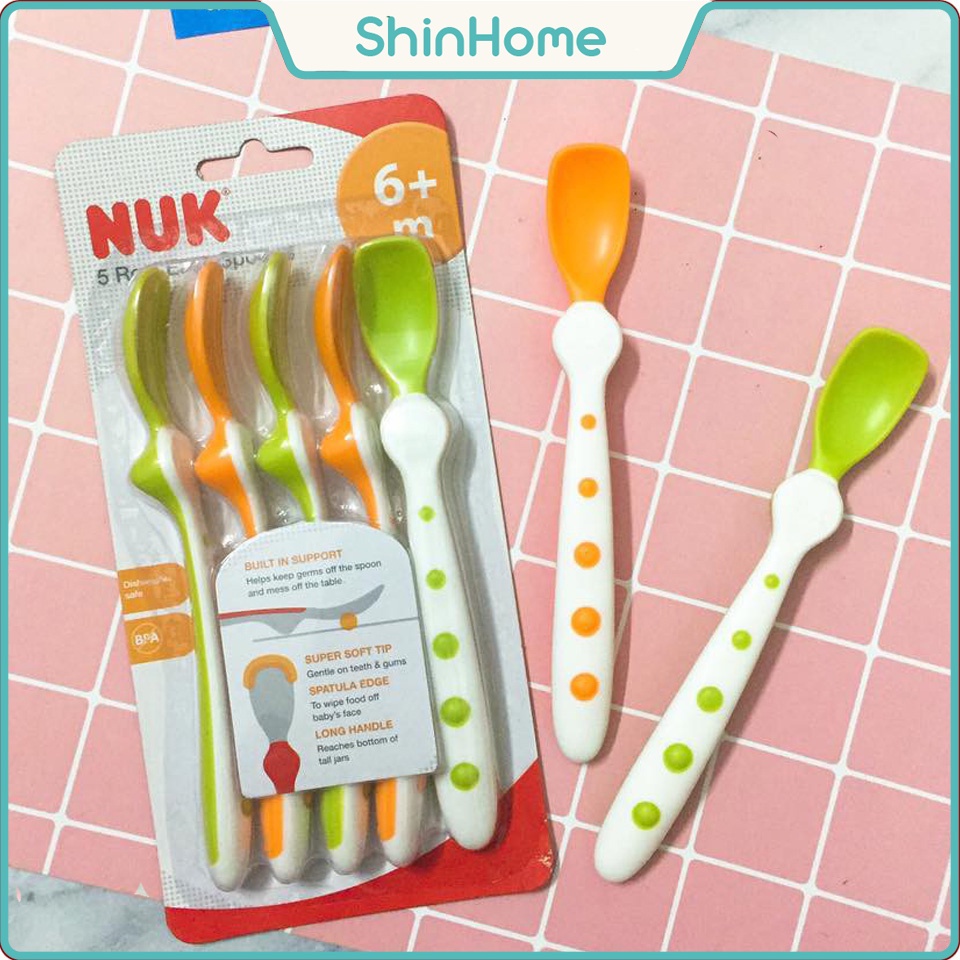 Thìa ăn dặm Gerber- Nuk 6m+ có đế gác giữ vệ sinh