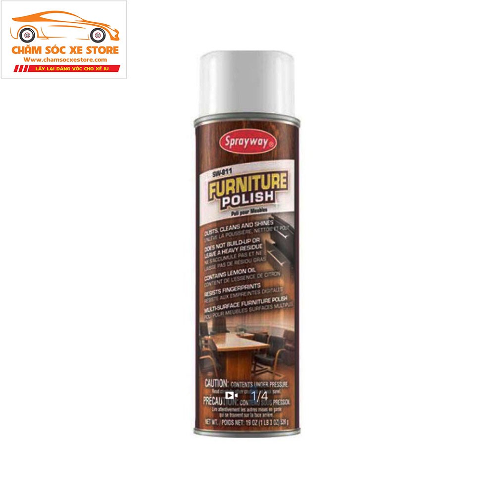 Chai Xịt Vệ Sinh Và Đánh Bóng Bảo Vệ Đồ Gỗ, Nội Thất SPRAYWAY 811 FURNITURE POLISH 539g chamsocxe