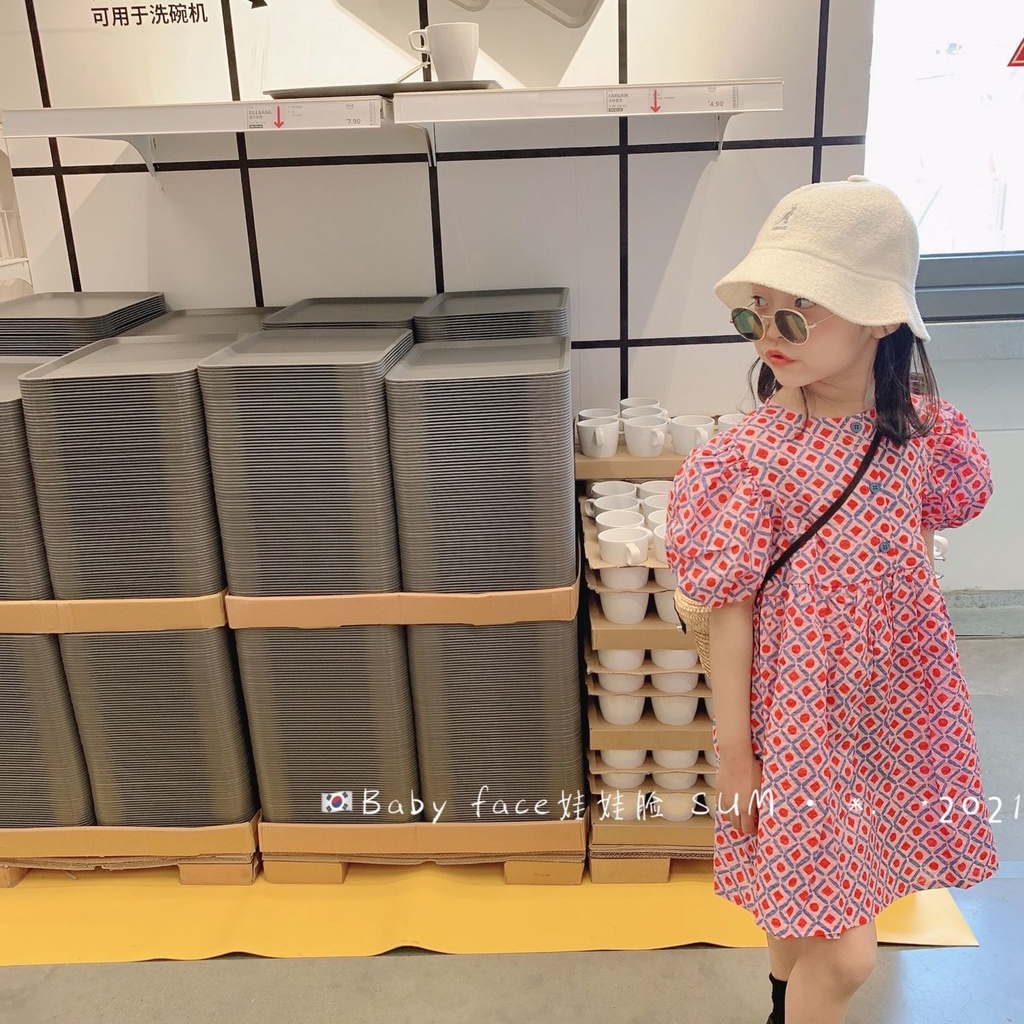 Đầm Công Chúa Dáng Rộng Tay Phồng In Hoa Kiểu Retro Hàn Quốc Thời Trang Mùa Hè Cho Bé Gái Dễ Phối Đồ