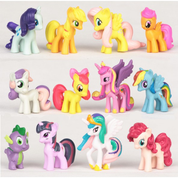 Set 12 ngựa Pony Bé Nhỏ, My Little Pony, Combo ngựa đặc kiện trang trí bánh kem, đồ trang trí