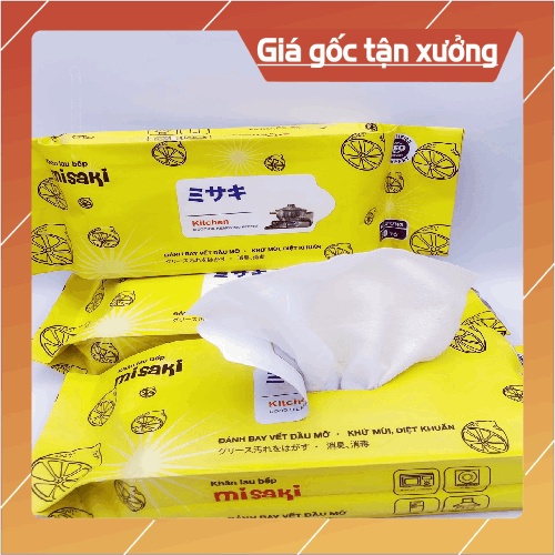 Combo 10 gói Khăn lau bếp, khăn giấy lau bếp đa năng 50 tờ, vải bi loại 1, hương liệu nhập khẩu, lau dầu mỡ