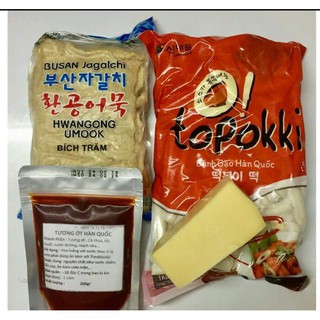 combo BÁNH GẠO TÔPKKI + 450G CHẢ CÁ HÀN QUỐC+ 100G SỐT+100G PHÔ MAI MOZZARELLA