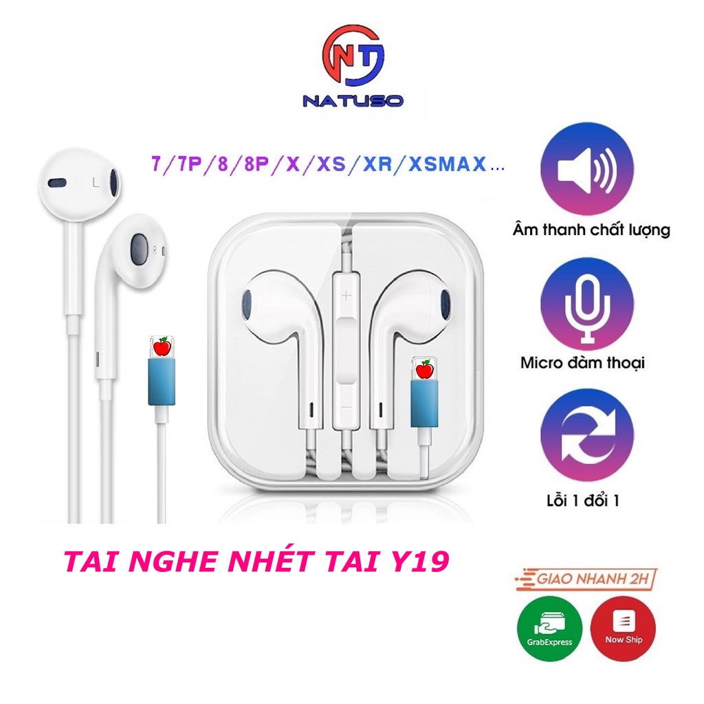 Tai nghe nhét tai có dây cho điện thoại Y19 cổng lighning ip kết nối bluetooth có mic âm thanh HIFI
