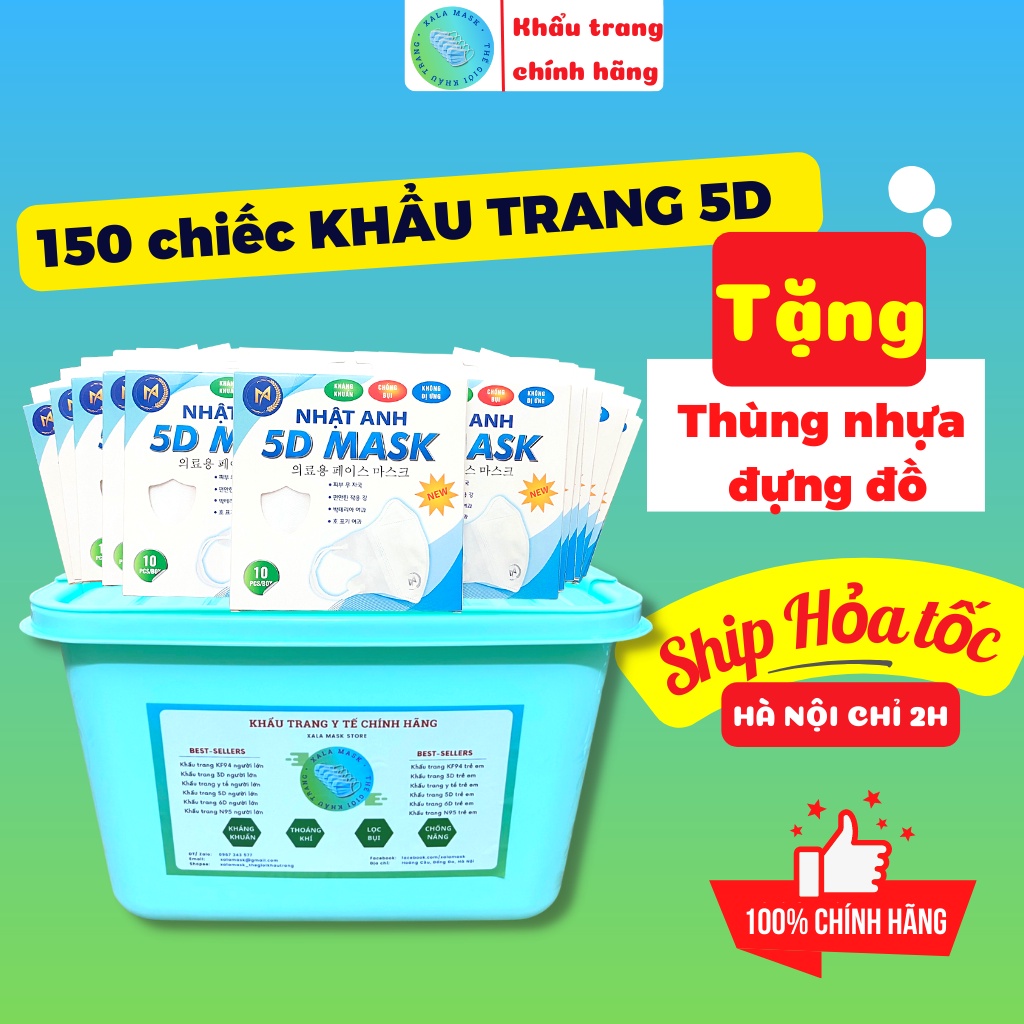 Khẩu trang 5d Xalamask y tế kháng khuẩn chính hãng cao cấp chống nắng thoáng khí dễ thở che kín mặt lọc không khí