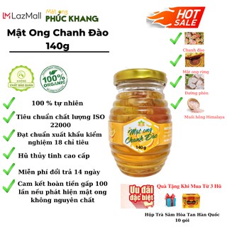 Mật ong ngâm chanh đào Phúc Khang 140G - Hũ thủy tinh cao cấp - Có kiểm nghiệm - Chất lượng ISO 22000