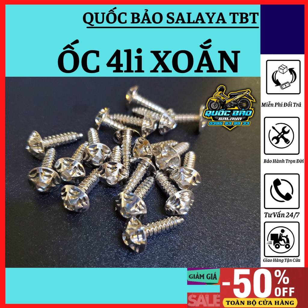 Ốc salaya 4li xoắn dàn áo honda vairo vision winner và các dòng xe chất liệu inox 304