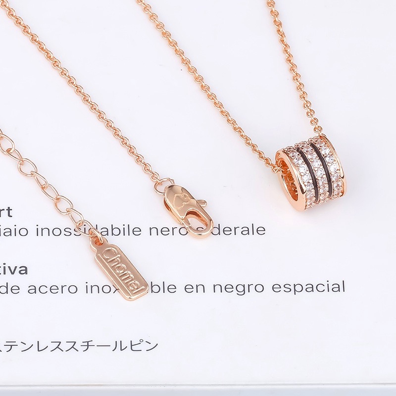 Vòng Cổ Thắt Eo Nhỏ Màu Vàng Hồng / Bạc | Mặt Dây Chuyền Kim Cương Sang Trọng Toàn Diện Cổ Ngắn Nửa Cổ Chống Dị Ứng Chống Thấm Nước