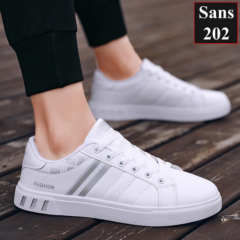 Giày thể thao nam Sans202 giầy sneaker đẹp màu trắng đen sport cổ thấp