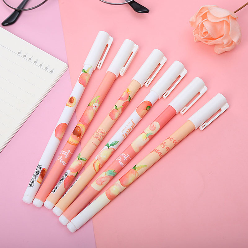 Bút Mực Gel Ngòi 0.5mm Thiết Kế Hình Quả Đào Xinh Xắn