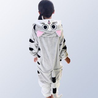 Kigurumi Trẻ Em Cho Bé Gái Mùa Đông Flannel Hoạt Hình Mèo Trẻ Em Bé Gái Bộ Đồ Ngủ Bé Đồ Ngủ Onesies