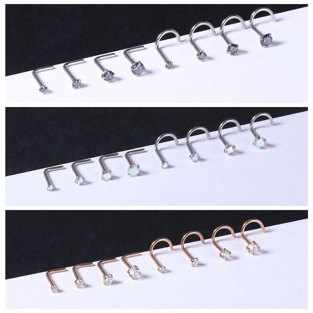1 Bộ Khuyên Mũi Chữ L Bằng Thép Không Gỉ 1.5/2/2.5/3/3.5/4mm Nhiều Màu Sắc