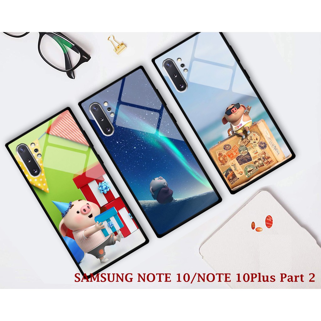 Bộ ốp lưng kính hình heo cute cho điện thoại Samsung Note 10/note 10 plus (note 10+) part 2 mã từ 21-37