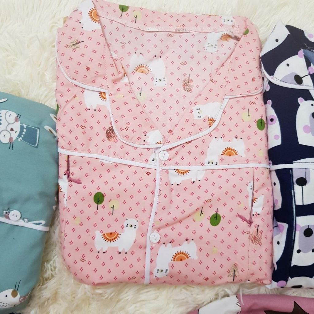 Bộ đồ bầu pijama kết hợp sau sinh M150 chất kate thái freesize từ 45 đến 70kg