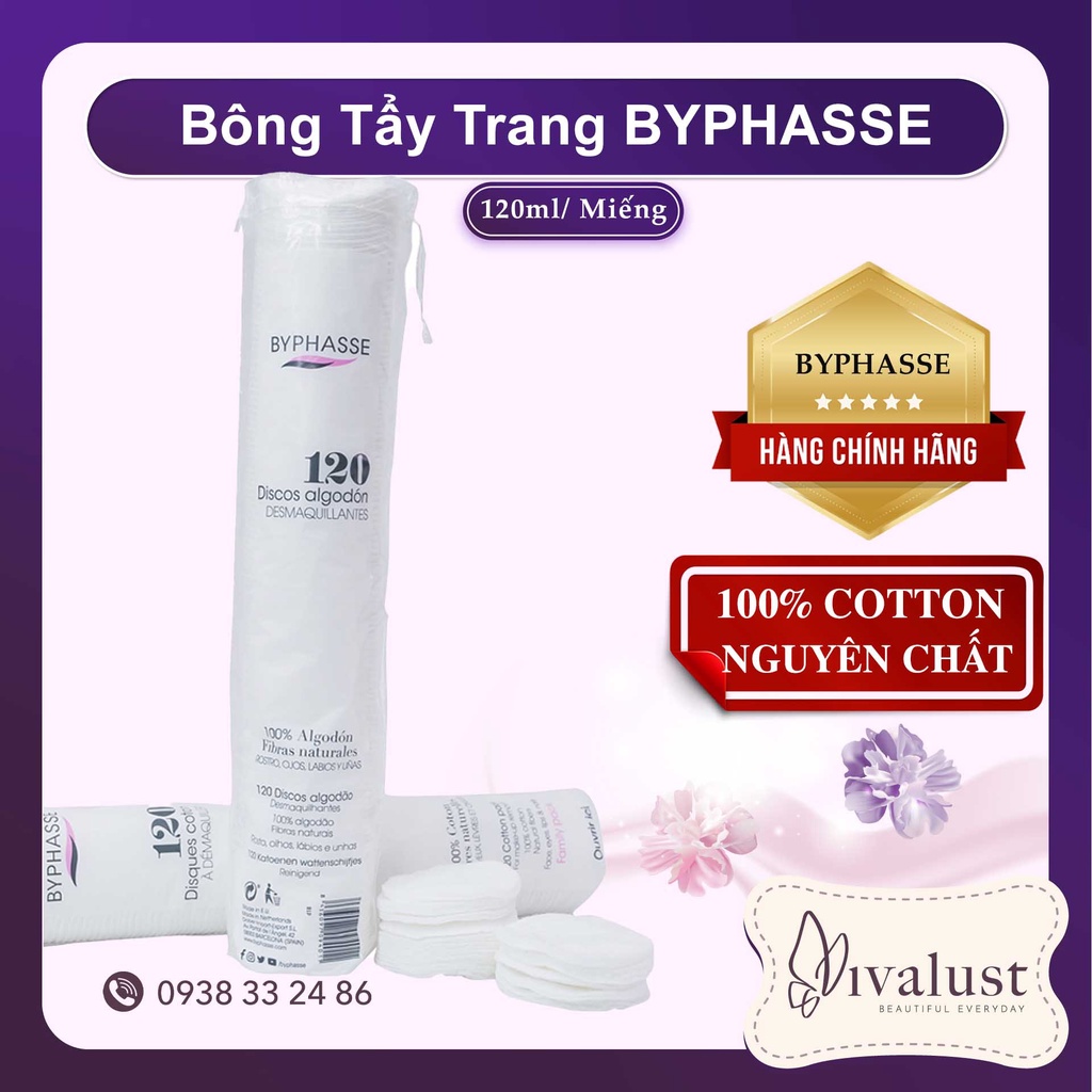 Bông tẩy trang Byphasse - 120 miếng