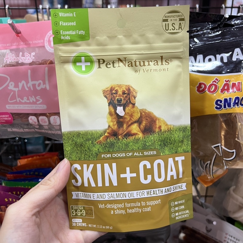 Viên nhai SKIN + COAT - chăm sóc da, chống rụng &amp; mượt long Cho Chó