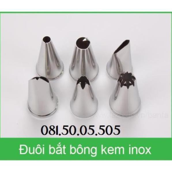 Bộ 6 đui bắt kem cơ bản kèm 1 túi bắt kem và 1 chốt đui