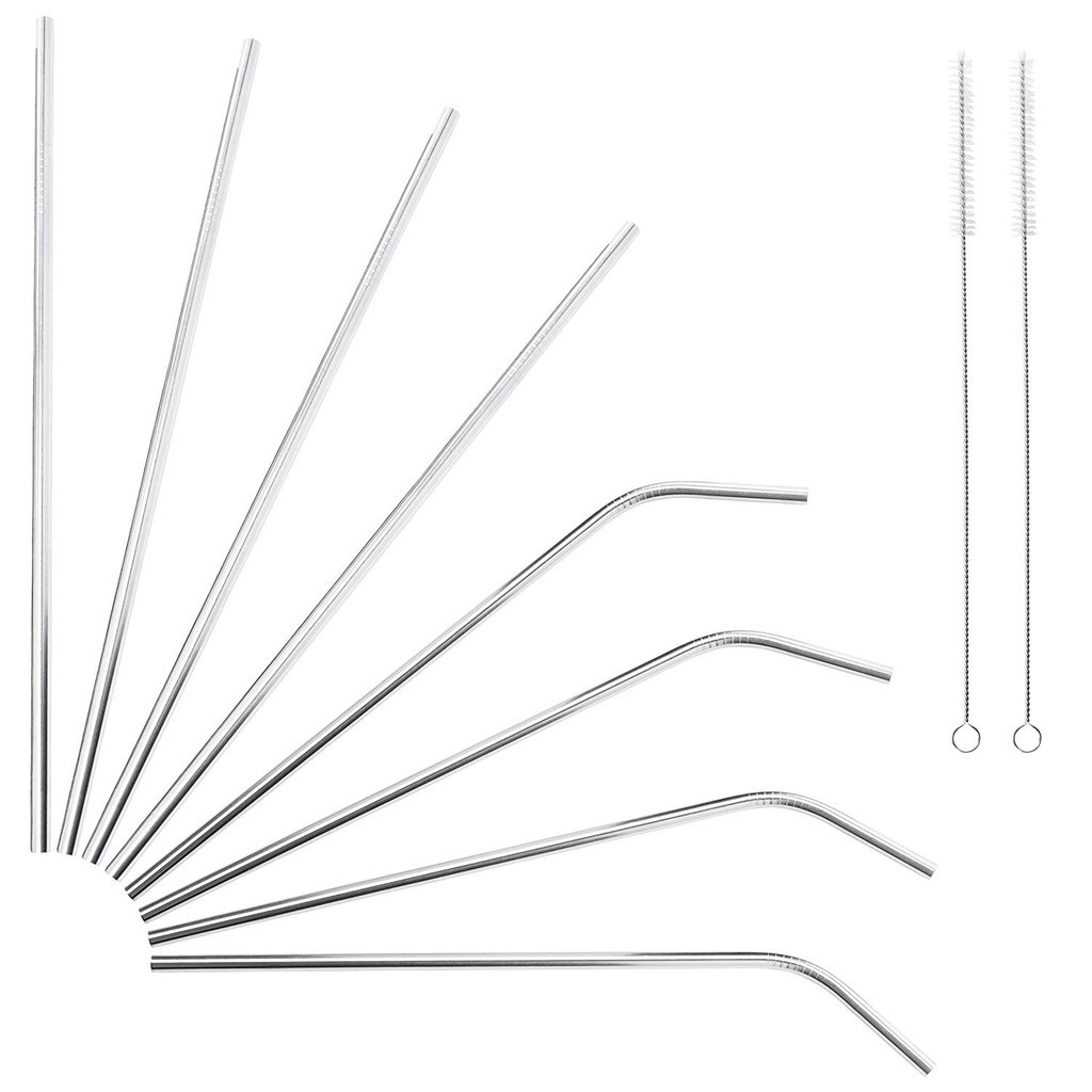 Combo 4 Ống Hút inox thẳng ngắn Không Gỉ Tái Sử Dụng Stainless Steel Straws - Thân Thiện Với Môi Trường - dài 21.5cm