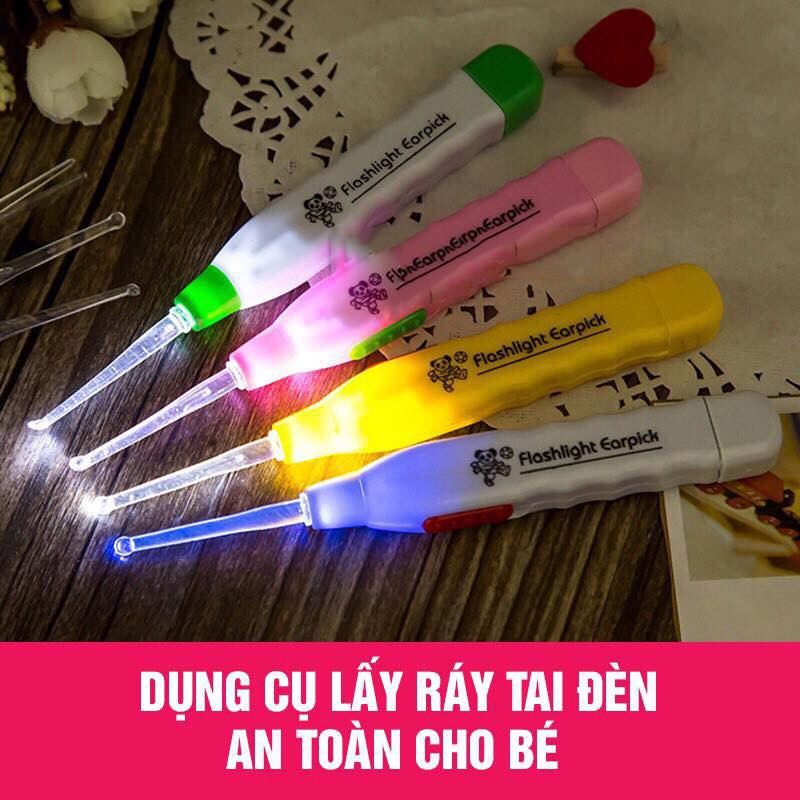 Dụng cụ lấy ráy tai kèm kẹp gắp có đèn an toàn cho bé 【 3C 】