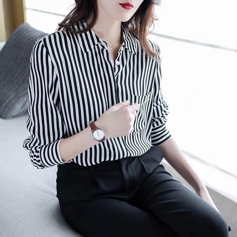 Áo Sơ Mi Nữ Sọc Dài Tay Mã A968 Thời trang Top Fashion Shop Chất sơ mi thoáng mát