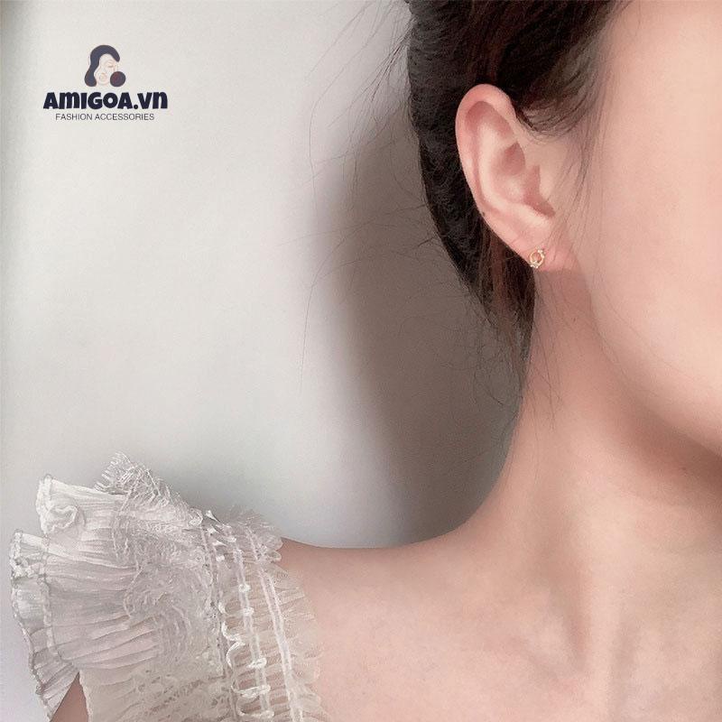 Khuyên Tai Hình Vương Miện Đính Đá Zircon Dễ Thương Cho Nữ