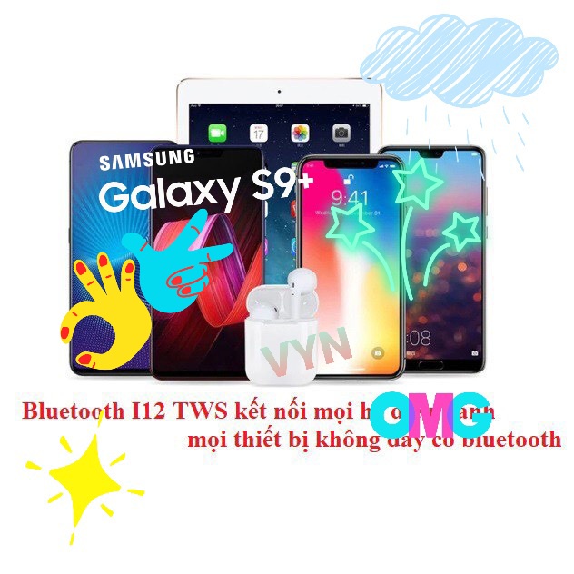 Tai Nghe Bluetooth Không Dây Nhét Tai 5.0 Phiên Bản Quốc tế Có Mic Có Cảm Ứng Chạm Cho Điện Thoại - j 12 VYN