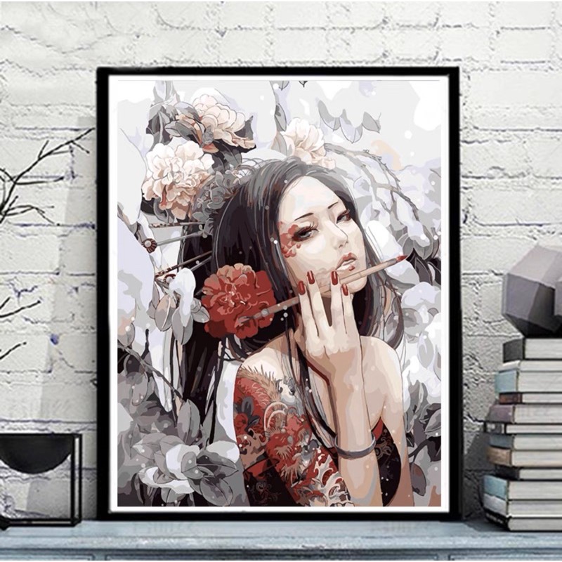 Tranh Tô Màu Theo Số Anime Cổ Trang - Tranh Sơn Dầu Số Hoá Cổ Trang
