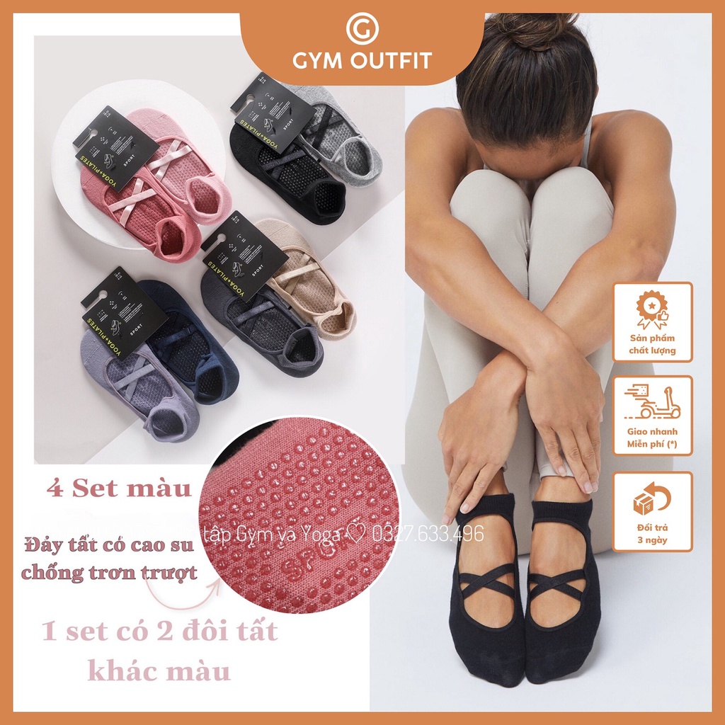 Tất Vớ Tập Yoga - Pilate's 2 Đôi Tất Chống Trượt Xuất Xịn