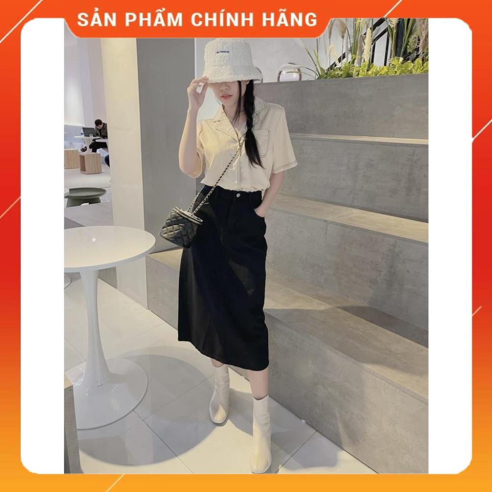 Hàng Loại 1 - Áo sơ mi nữ FM Style kiểu công sở form rộng tay ngắn vải cotton cao cấp họa tiết chỉ nổi ulzzang 21052230