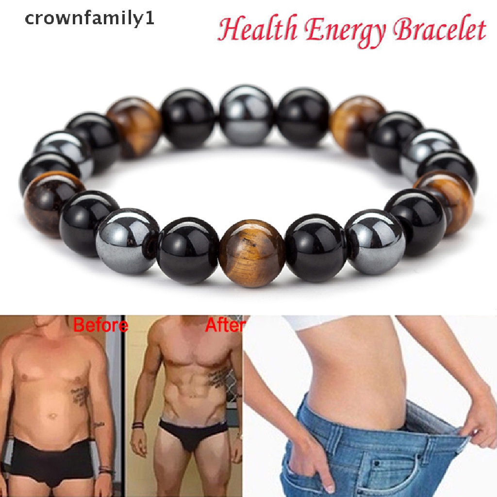 Vòng Tay Chuỗi Hạt Đá Hematite Từ Tính Chăm Sóc Sức Khỏe Giảm Cân crownfamily1