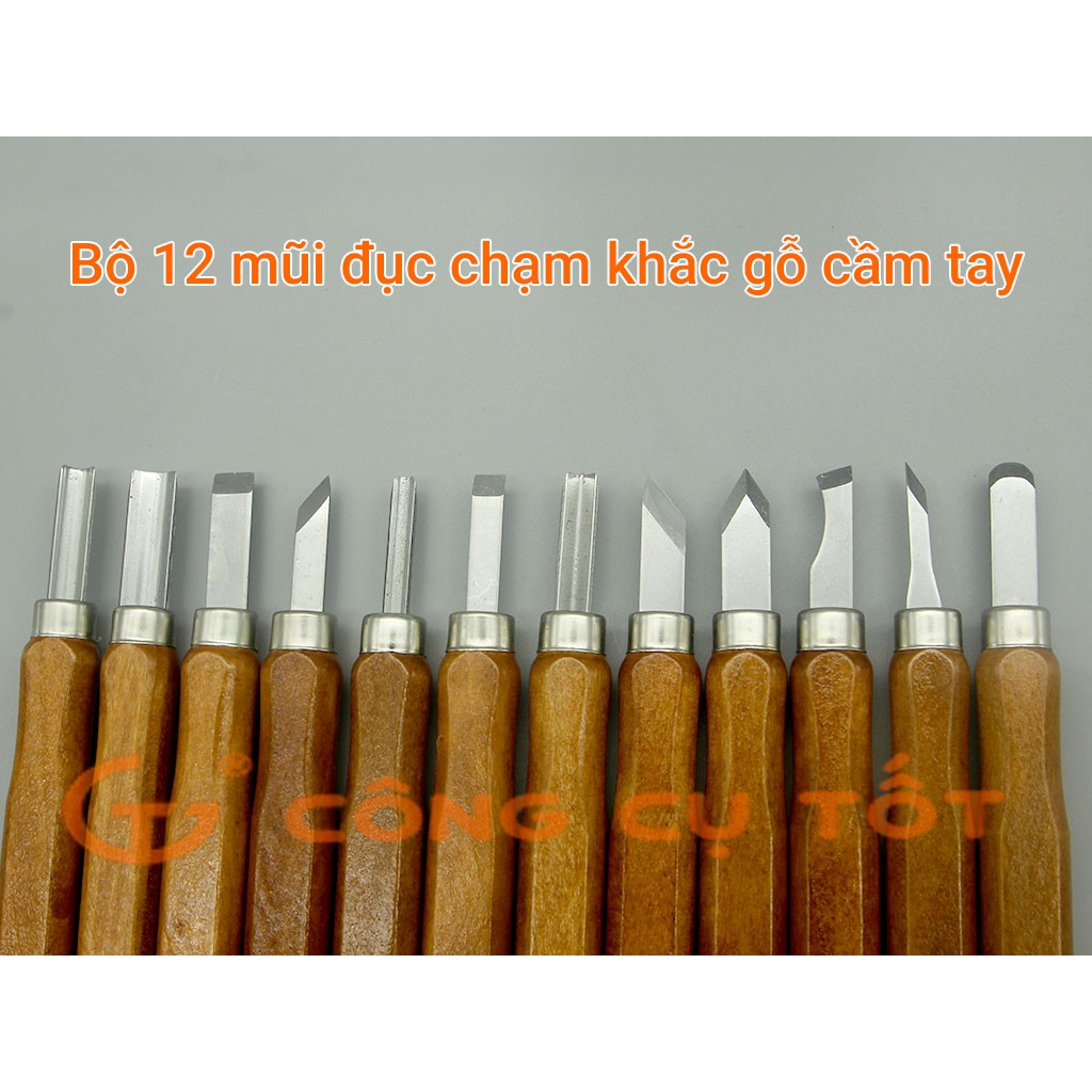Bộ 12 đục chạm khắc gỗ bằng tay