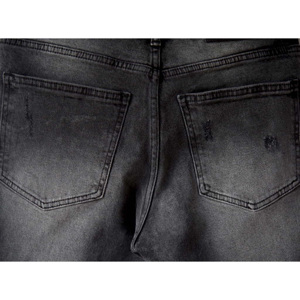 Quần short nam LAB+ COTTONLAB quần bò jean chất denim màu xám rách cao cấp - LAB2101002