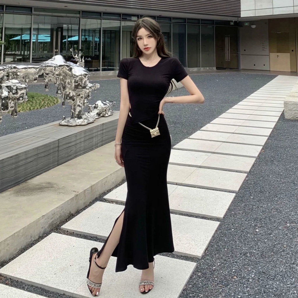 Bộ Áo Thun + Chân Váy Đuôi Cá Dài Thời Trang Mùa Hè Hàng Mới 2022 Dành Cho Bạn Nữ