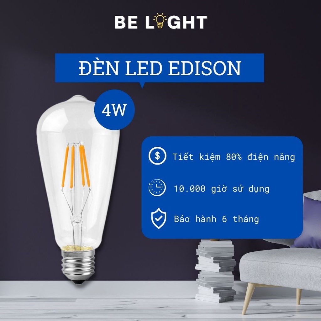 Đèn LED giả sợi tóc EDISON ST64 trang trí phòng - trang trí ngoài trời [BH 1 ĐỔI 1]