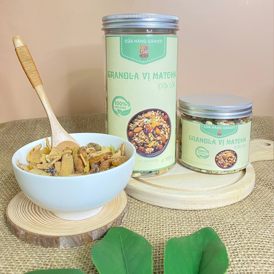 Hạt dinh dưỡng granola, các loại hạt dinh dưỡng GANOTI vị matcha mix 90% 7 loại hạt