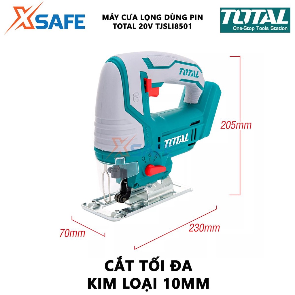 MÁY CƯA LỌNG DÙNG PIN TOTAL TJSLI8501 Máy cắt lọng cầm tay sử dụng pin: 20V / 2.0Ah tốc độ không tải: 0 - 2900 vòng/phút
