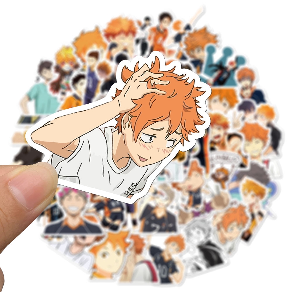 Sticker Set 52 Nhãn Dán Trang Trí Chống Thấm Nước Kiểu Hoạt Hình Haikyuu