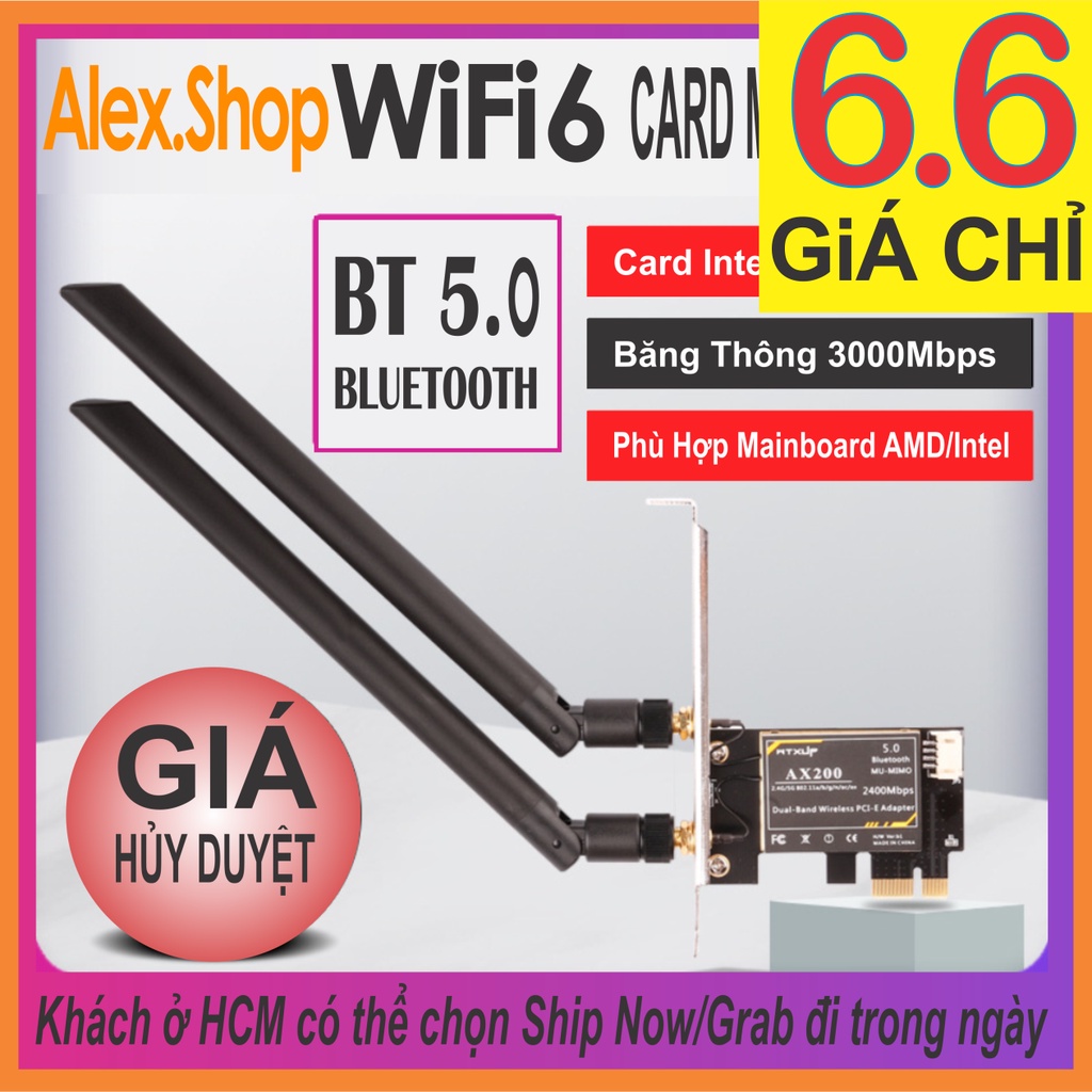 Card Mạng Wifi Intel. AX200 Wifi 6/N1202 Giao Tiếp PCIE - Bảo Hành 12 Tháng