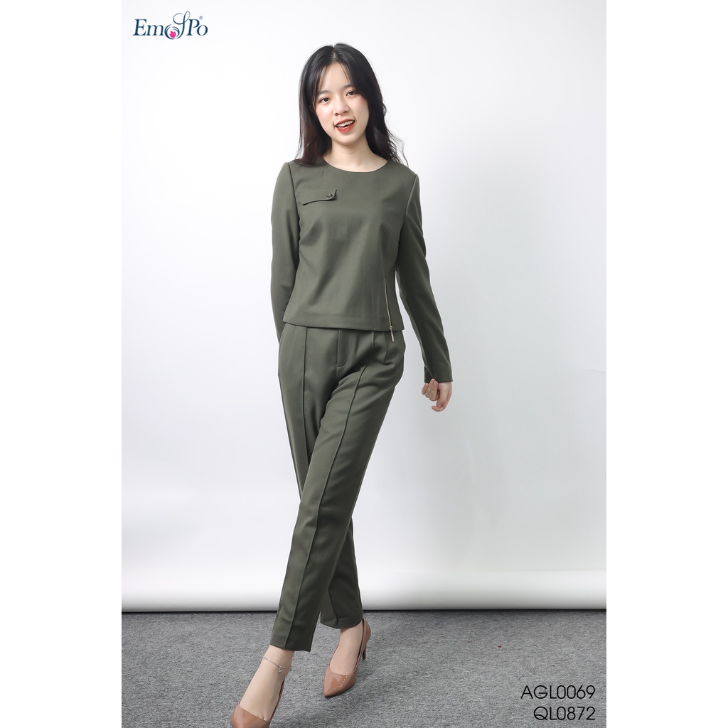 Áo vest dạ dài tay cổ tròn Emspo AGL0069 (Hồng, Rêu)